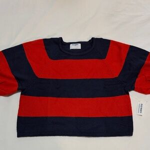 Old Navy Red and Navy Striped Sweater 1/2 Sleeves L NWT